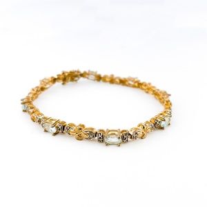 Gold Tone Sterling Silver Blue Topaz Bracelet